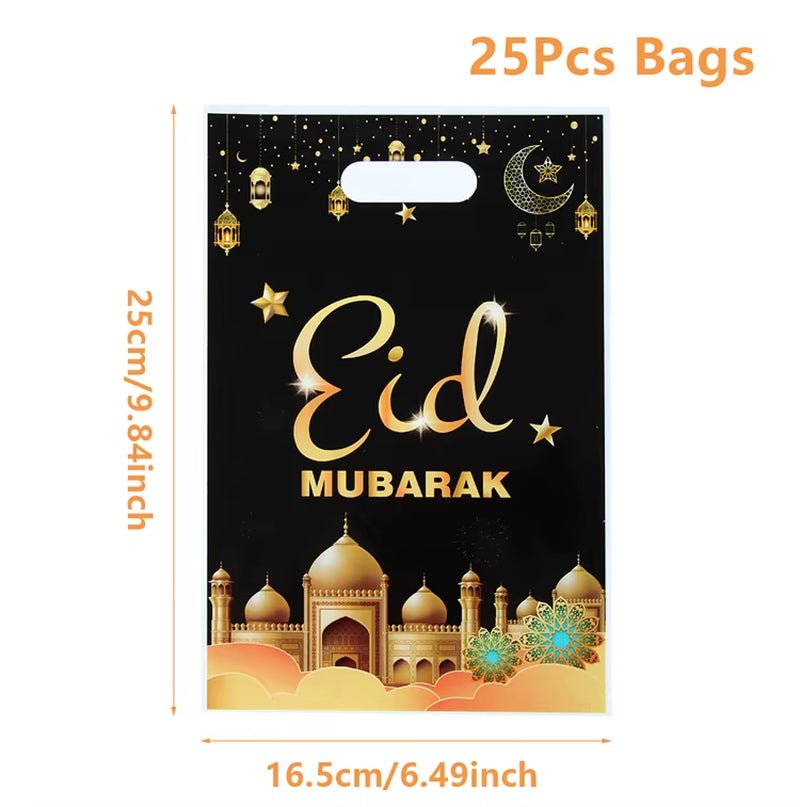 Eid Mubarak Gift Bags Plastic Candy Cookie Bag Ramadan Decoration 2025 for Home Islamic Muslim Party Supplies Eid Gifts - FLUFFI