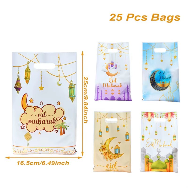 Eid Mubarak Gift Bags Plastic Candy Cookie Bag Ramadan Decoration 2025 for Home Islamic Muslim Party Supplies Eid Gifts - FLUFFI
