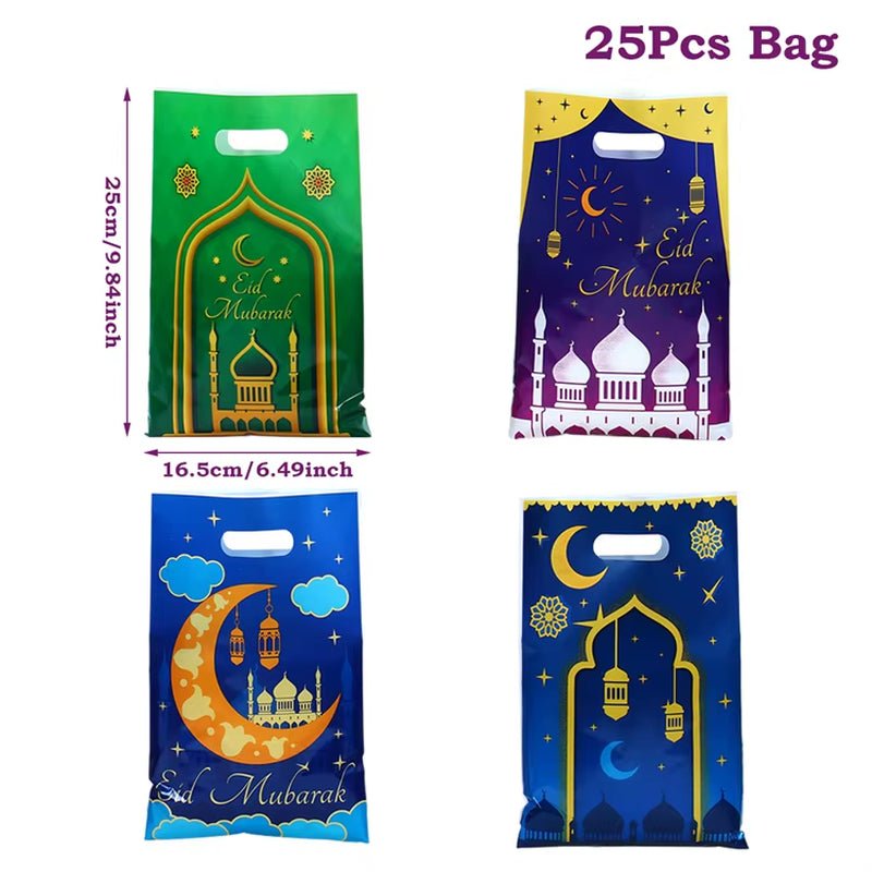 Eid Mubarak Gift Bags Plastic Candy Cookie Bag Ramadan Decoration 2025 for Home Islamic Muslim Party Supplies Eid Gifts - FLUFFI