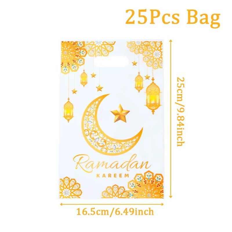 Eid Mubarak Gift Bags Plastic Candy Cookie Bag Ramadan Decoration 2025 for Home Islamic Muslim Party Supplies Eid Gifts - FLUFFI