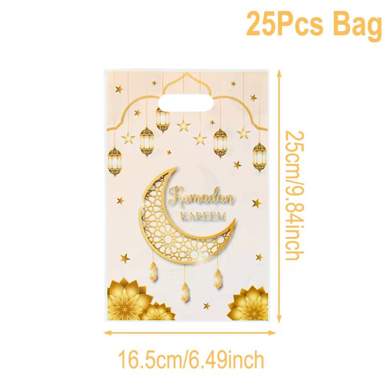 Eid Mubarak Gift Bags Plastic Candy Cookie Bag Ramadan Decoration 2025 for Home Islamic Muslim Party Supplies Eid Gifts - FLUFFI
