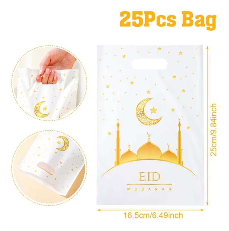 Eid Mubarak Gift Bags Plastic Candy Cookie Bag Ramadan Decoration 2025 for Home Islamic Muslim Party Supplies Eid Gifts - FLUFFI