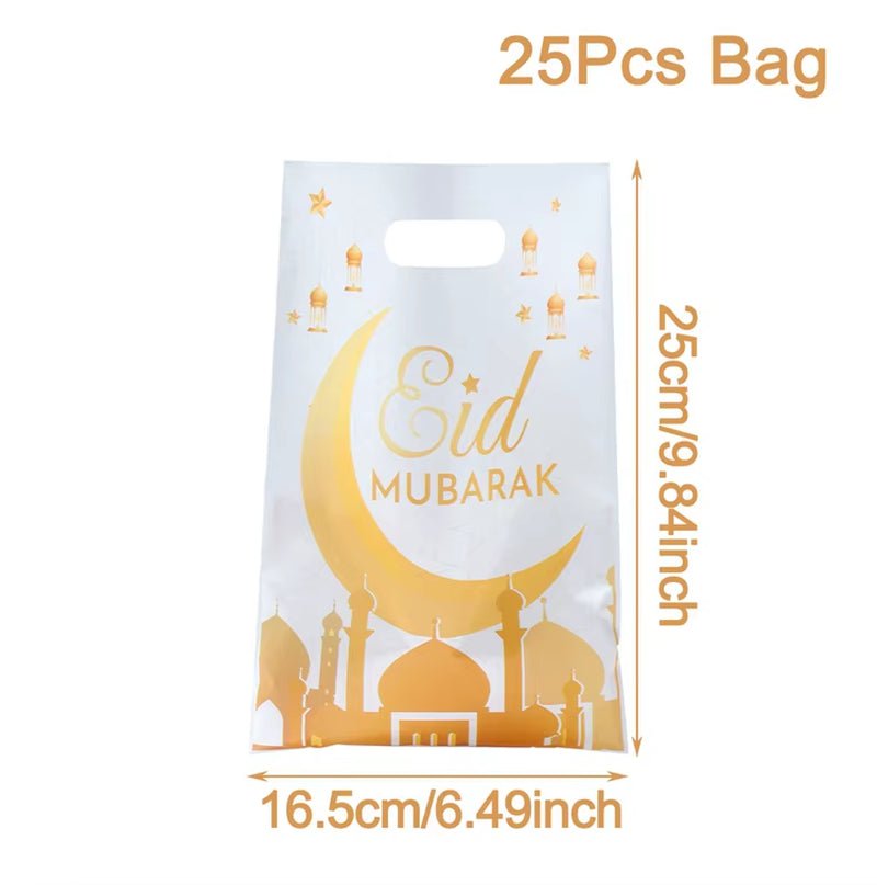 Eid Mubarak Gift Bags Plastic Candy Cookie Bag Ramadan Decoration 2025 for Home Islamic Muslim Party Supplies Eid Gifts - FLUFFI