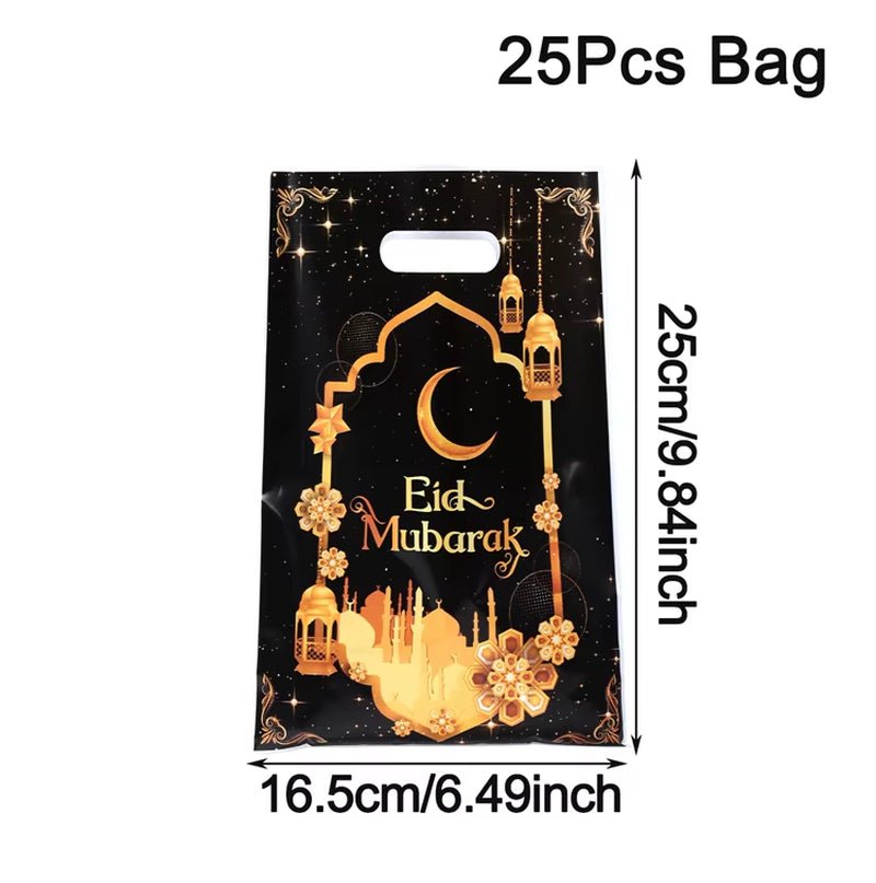 Eid Mubarak Gift Bags Plastic Candy Cookie Bag Ramadan Decoration 2025 for Home Islamic Muslim Party Supplies Eid Gifts - FLUFFI