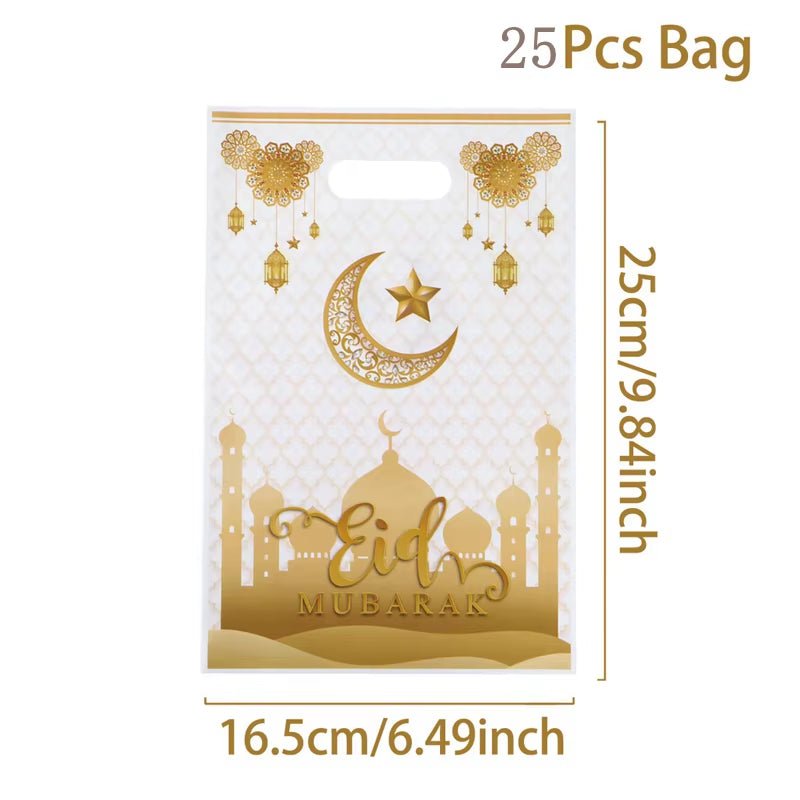 Eid Mubarak Gift Bags Plastic Candy Cookie Bag Ramadan Decoration 2025 for Home Islamic Muslim Party Supplies Eid Gifts - FLUFFI