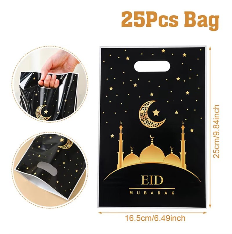 Eid Mubarak Gift Bags Plastic Candy Cookie Bag Ramadan Decoration 2025 for Home Islamic Muslim Party Supplies Eid Gifts - FLUFFI