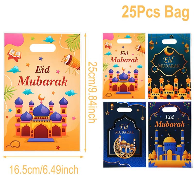 Eid Mubarak Gift Bags Plastic Candy Cookie Bag Ramadan Decoration 2025 for Home Islamic Muslim Party Supplies Eid Gifts - FLUFFI