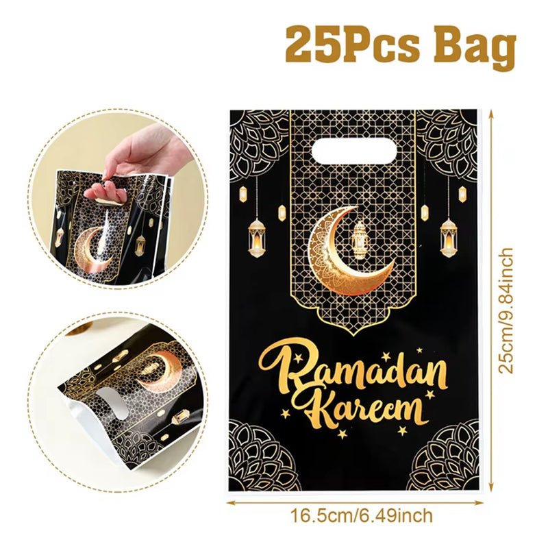 Eid Mubarak Gift Bags Plastic Candy Cookie Bag Ramadan Decoration 2025 for Home Islamic Muslim Party Supplies Eid Gifts - FLUFFI