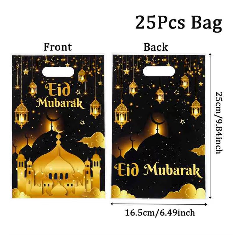 Eid Mubarak Gift Bags Plastic Candy Cookie Bag Ramadan Decoration 2025 for Home Islamic Muslim Party Supplies Eid Gifts - FLUFFI