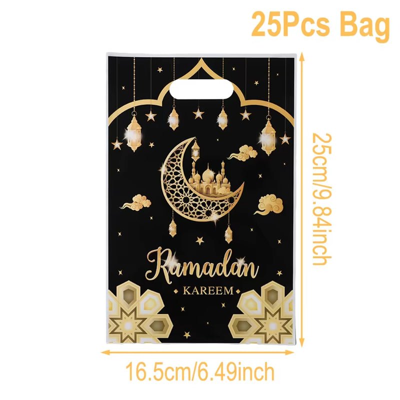 Eid Mubarak Gift Bags Plastic Candy Cookie Bag Ramadan Decoration 2025 for Home Islamic Muslim Party Supplies Eid Gifts - FLUFFI