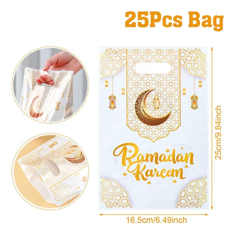 Eid Mubarak Gift Bags Plastic Candy Cookie Bag Ramadan Decoration 2025 for Home Islamic Muslim Party Supplies Eid Gifts - FLUFFI