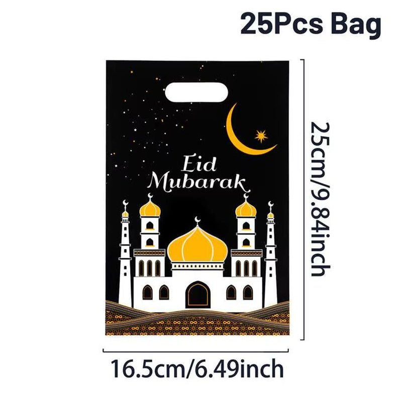 Eid Mubarak Gift Bags Plastic Candy Cookie Bag Ramadan Decoration 2025 for Home Islamic Muslim Party Supplies Eid Gifts - FLUFFI