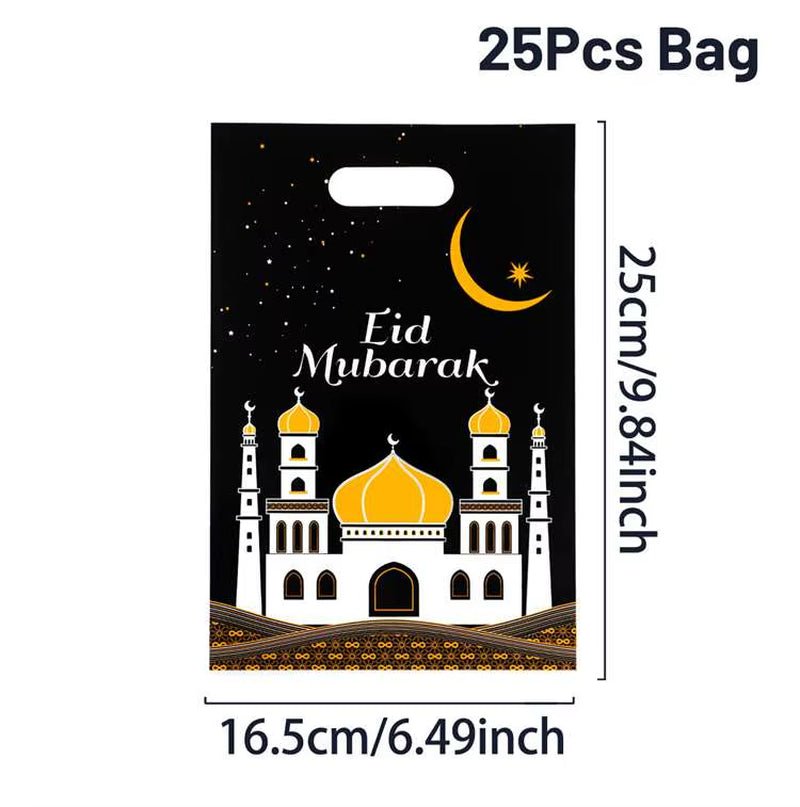 Eid Mubarak Gift Bags Plastic Candy Cookie Bag Ramadan Decoration 2025 for Home Islamic Muslim Party Supplies Eid Gifts - FLUFFI