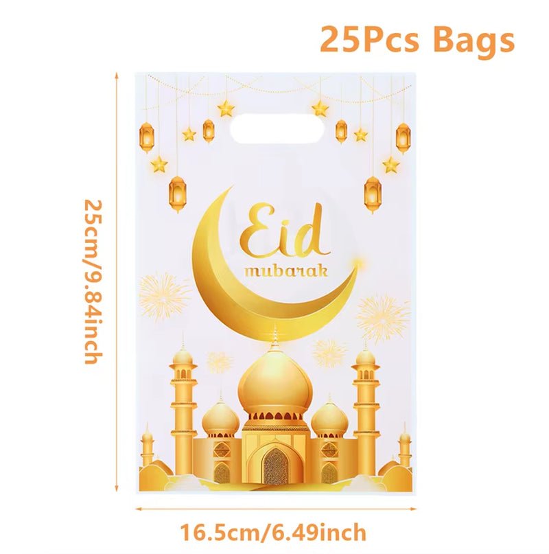 Eid Mubarak Gift Bags Plastic Candy Cookie Bag Ramadan Decoration 2025 for Home Islamic Muslim Party Supplies Eid Gifts - FLUFFI