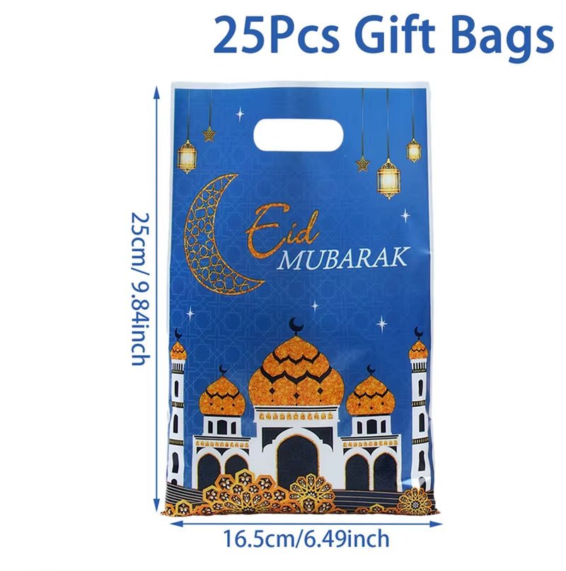 Eid Mubarak Gift Bags Plastic Candy Cookie Bag Ramadan Decoration 2025 for Home Islamic Muslim Party Supplies Eid Gifts - FLUFFI