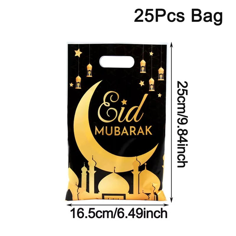 Eid Mubarak Gift Bags Plastic Candy Cookie Bag Ramadan Decoration 2025 for Home Islamic Muslim Party Supplies Eid Gifts - FLUFFI