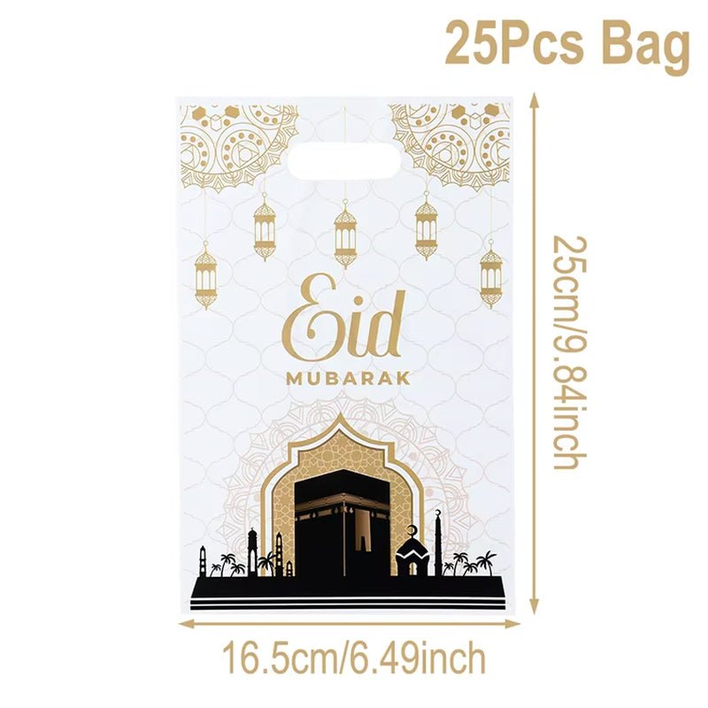 Eid Mubarak Gift Bags Plastic Candy Cookie Bag Ramadan Decoration 2025 for Home Islamic Muslim Party Supplies Eid Gifts - FLUFFI