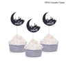 Eid Mubarak Golden Acrylic Cake Toppers | Castle - Moon Cupcake Topper | Islamic - FLUFFI
