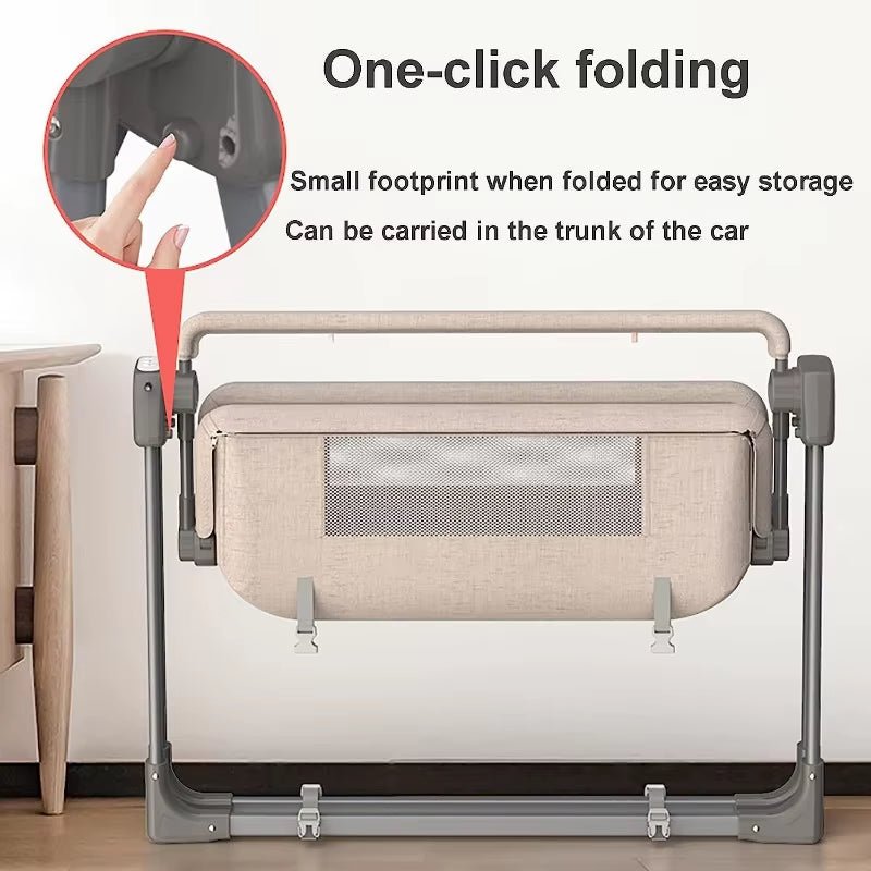 Electric Baby Swing Bed Foldable Portable Rocking Cradle with Timing Music Automatic Rocking Recliner Crib Basket for Infant - FLUFFI