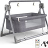 Electric Baby Swing Bed Foldable Portable Rocking Cradle with Timing Music Automatic Rocking Recliner Crib Basket for Infant - FLUFFI