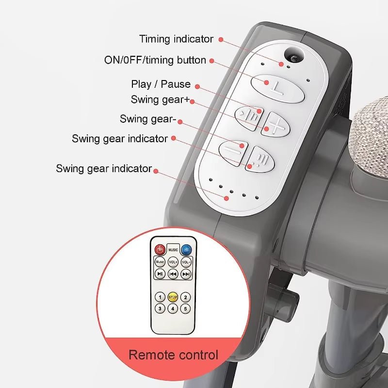 Electric Baby Swing Bed Foldable Portable Rocking Cradle with Timing Music Automatic Rocking Recliner Crib Basket for Infant - FLUFFI