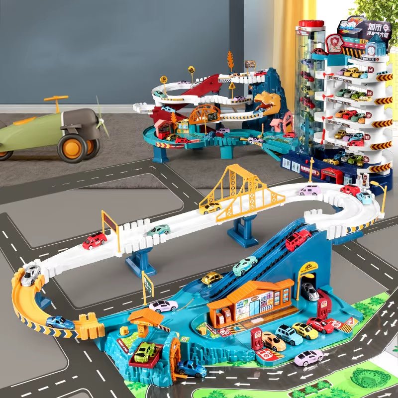 Electric Rail Dinosaur Parking Lot - Adventure Racing - Mechanical Interactive - FLUFFI