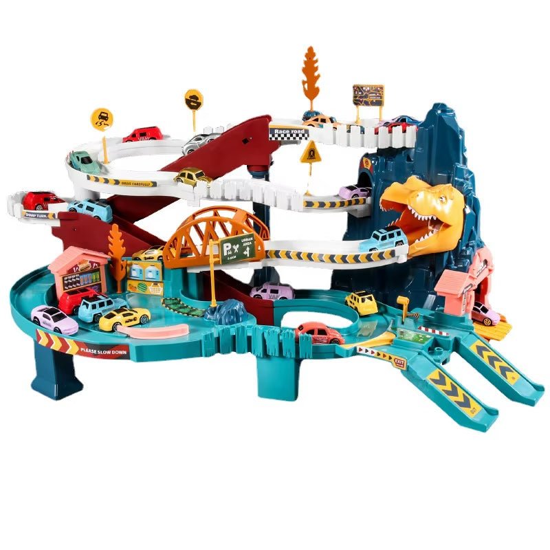 Electric Rail Dinosaur Parking Lot - Adventure Racing - Mechanical Interactive - FLUFFI