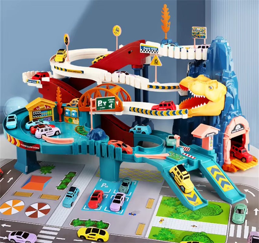 Electric Rail Dinosaur Parking Lot - Adventure Racing - Mechanical Interactive - FLUFFI