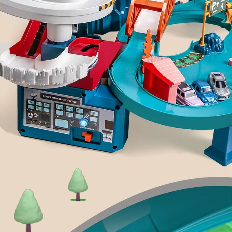 Electric Rail Dinosaur Parking Lot - Adventure Racing - Mechanical Interactive - FLUFFI