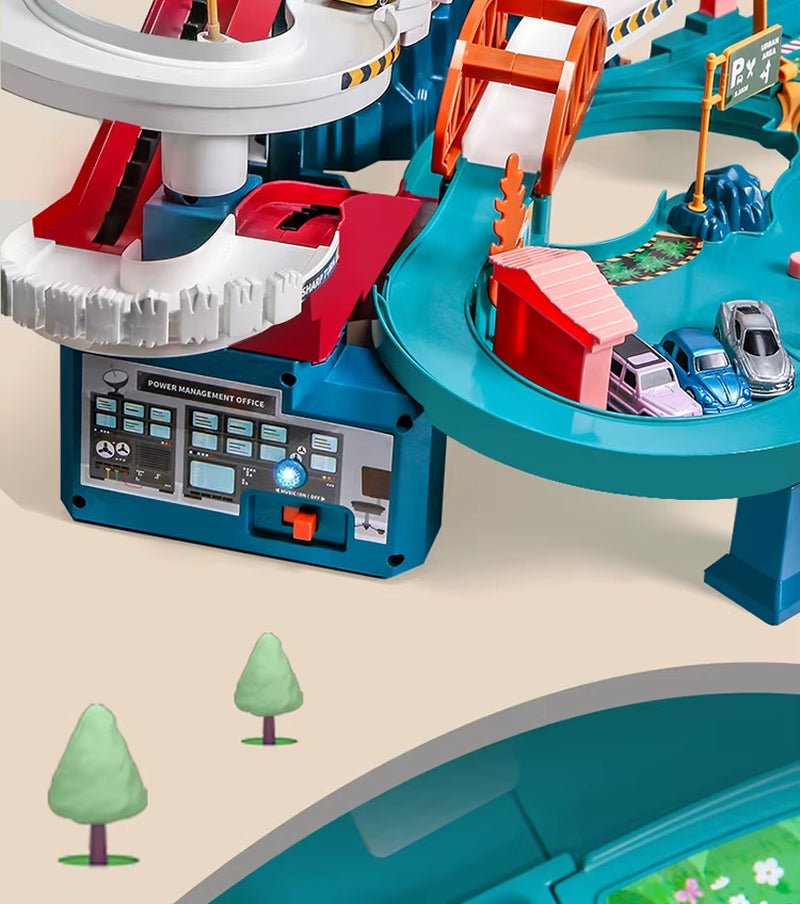 Electric Rail Dinosaur Parking Lot - Adventure Racing - Mechanical Interactive - FLUFFI