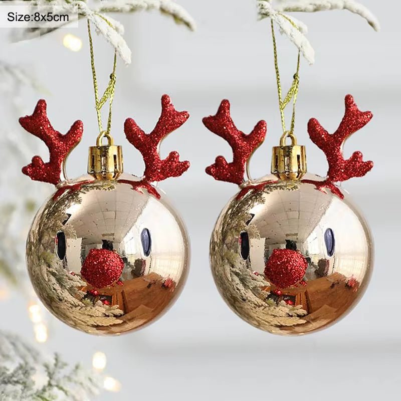 Elk Christmas Balls Ornaments Xmas Tree Hanging Bauble Pendant Christmas Decorations - FLUFFI
