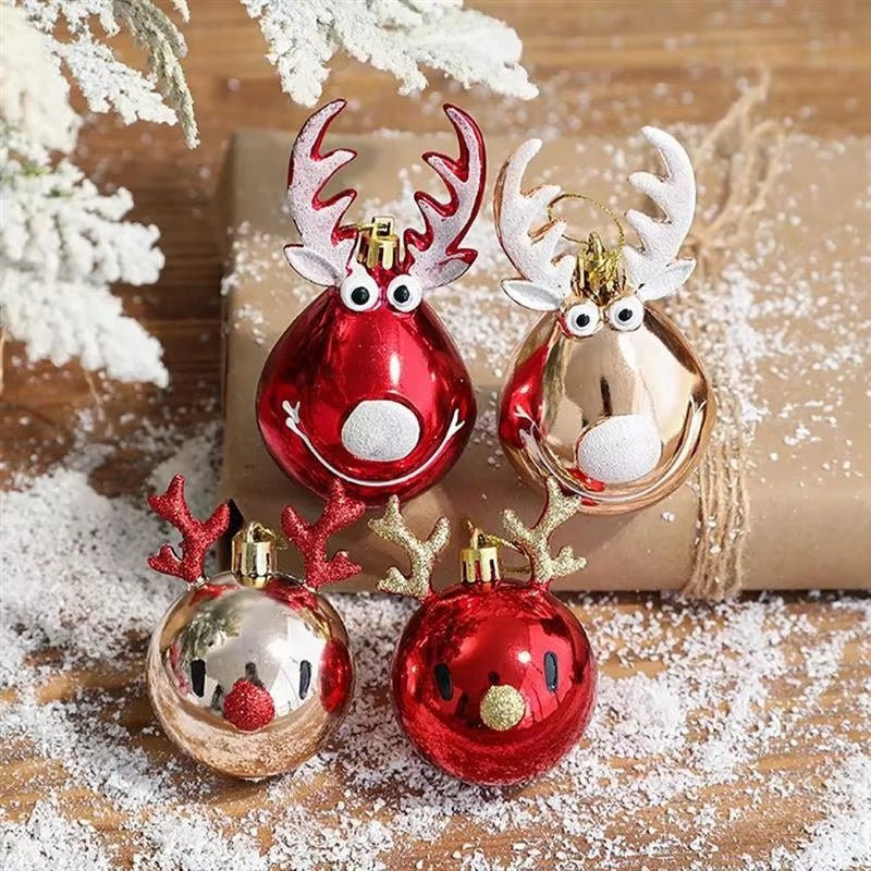 Elk Christmas Balls Ornaments Xmas Tree Hanging Bauble Pendant Christmas Decorations - FLUFFI
