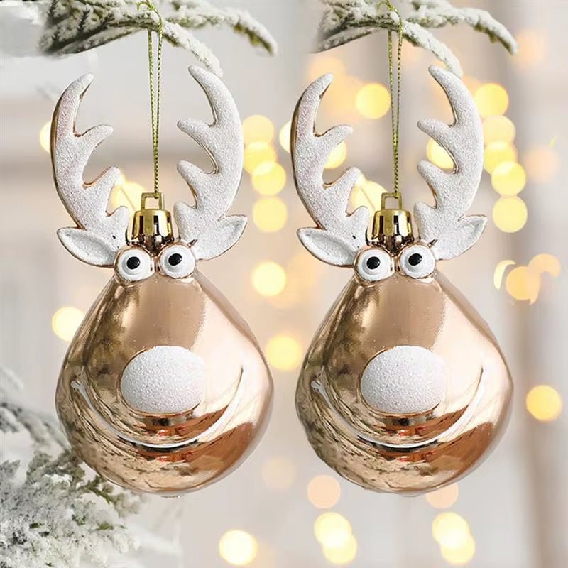 Elk Christmas Balls Ornaments Xmas Tree Hanging Bauble Pendant Christmas Decorations - FLUFFI