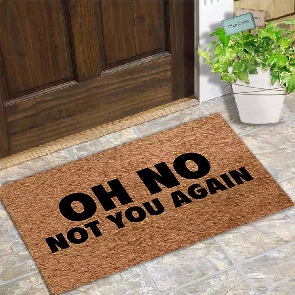 Entrance Floor Mat Funny Door Mat Oh No Not You Again Doormat Outdoor Indoor Mat Top Flannel Back - FLUFFI