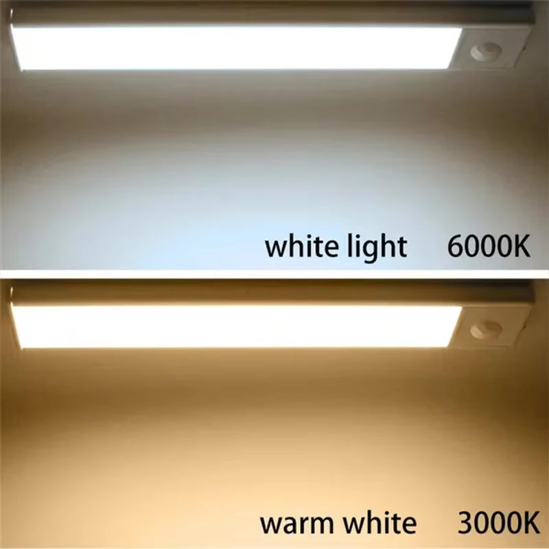 PIR Motion Sensor LED under Cabinet Lamp Dimmable Rechargeable Night Light Stairs Closet Room Aisle Tube Bar Detector Bulb