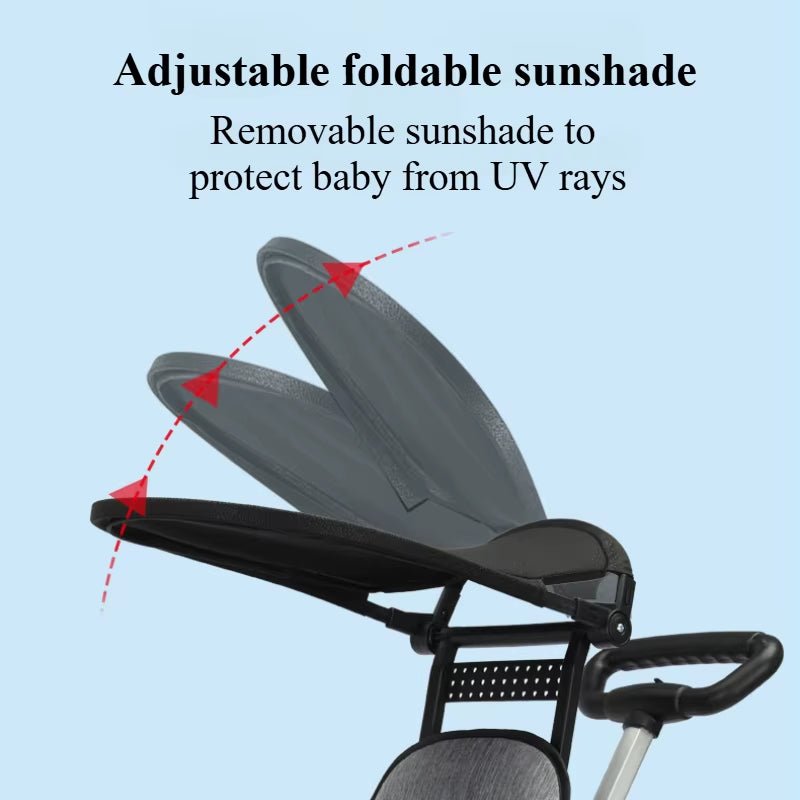 Foldable Baby Stroller Lightweight Infant Stroller with 360° Universal Wheel Soft Wide Seat Height Adjustable - FLUFFI