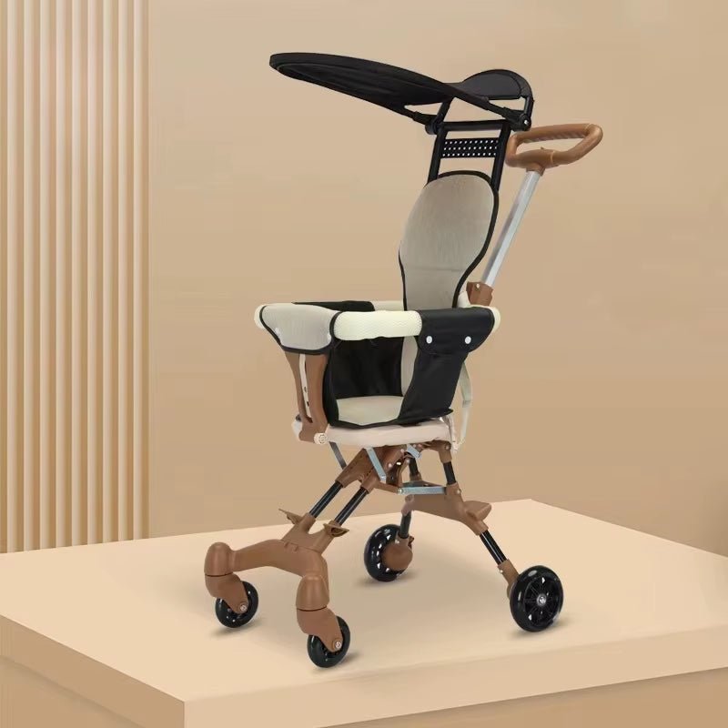 Foldable Baby Stroller Lightweight Infant Stroller with 360° Universal Wheel Soft Wide Seat Height Adjustable - FLUFFI
