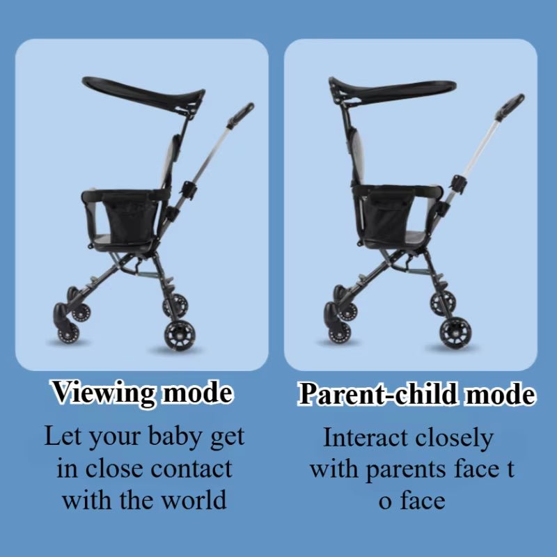 Foldable Baby Stroller Lightweight Infant Stroller with 360° Universal Wheel Soft Wide Seat Height Adjustable - FLUFFI