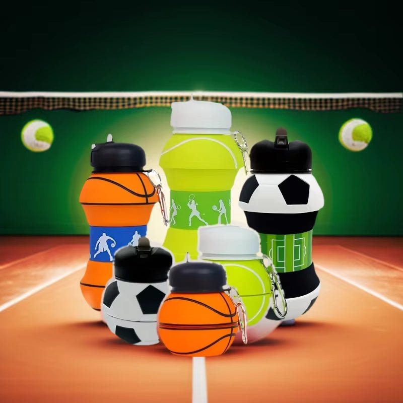 Foldable Football/Basketball Silicone Water Bottle, Children/Student Outdoor Sports Water Bottle. Supports Mass Customization - FLUFFI