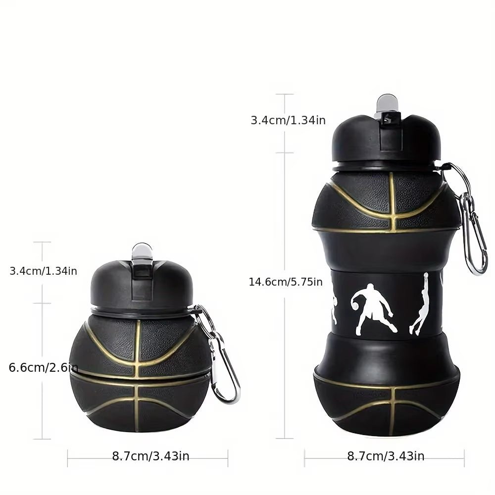 Foldable Football/Basketball Silicone Water Bottle, Children/Student Outdoor Sports Water Bottle. Supports Mass Customization - FLUFFI