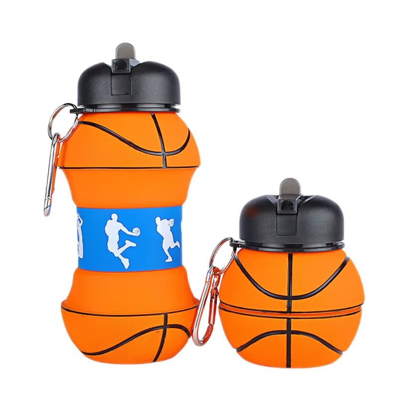 Foldable Football/Basketball Silicone Water Bottle, Children/Student Outdoor Sports Water Bottle. Supports Mass Customization - FLUFFI