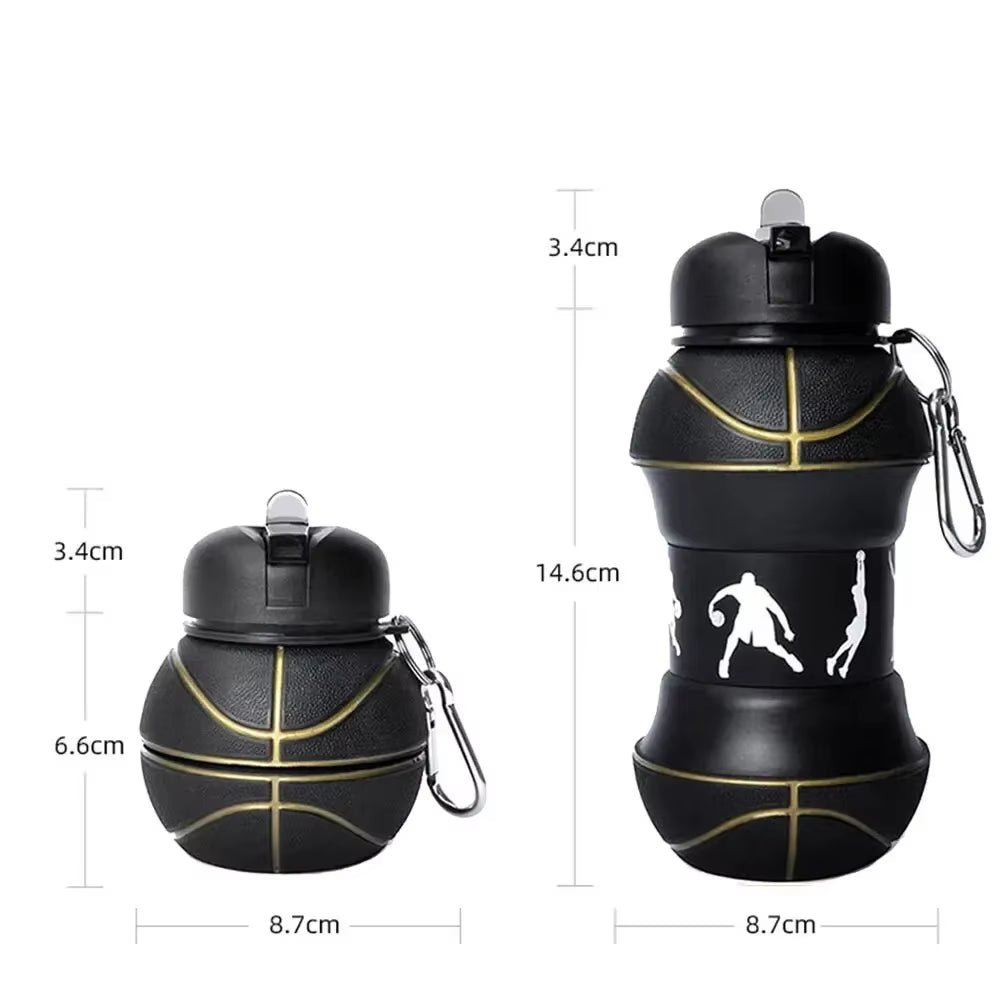 Foldable Football/Basketball Silicone Water Bottle, Children/Student Outdoor Sports Water Bottle. Supports Mass Customization - FLUFFI