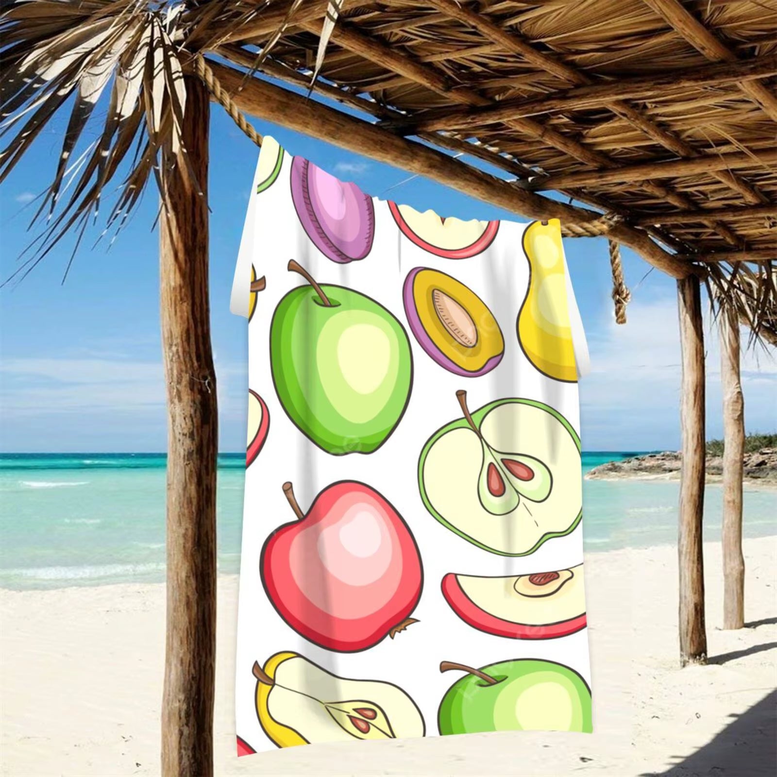Fruit Printed Beach Towell Absorbentquick Dry Softyoga Swimming Easy to Carrybeach Towelslight Breathable Absorbent,Comfortable - FLUFFI