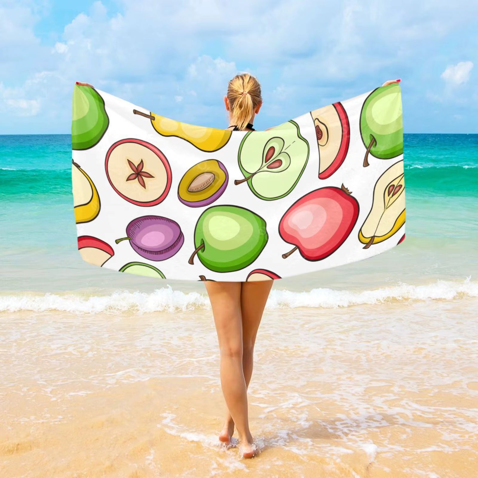 Fruit Printed Beach Towell Absorbentquick Dry Softyoga Swimming Easy to Carrybeach Towelslight Breathable Absorbent,Comfortable - FLUFFI
