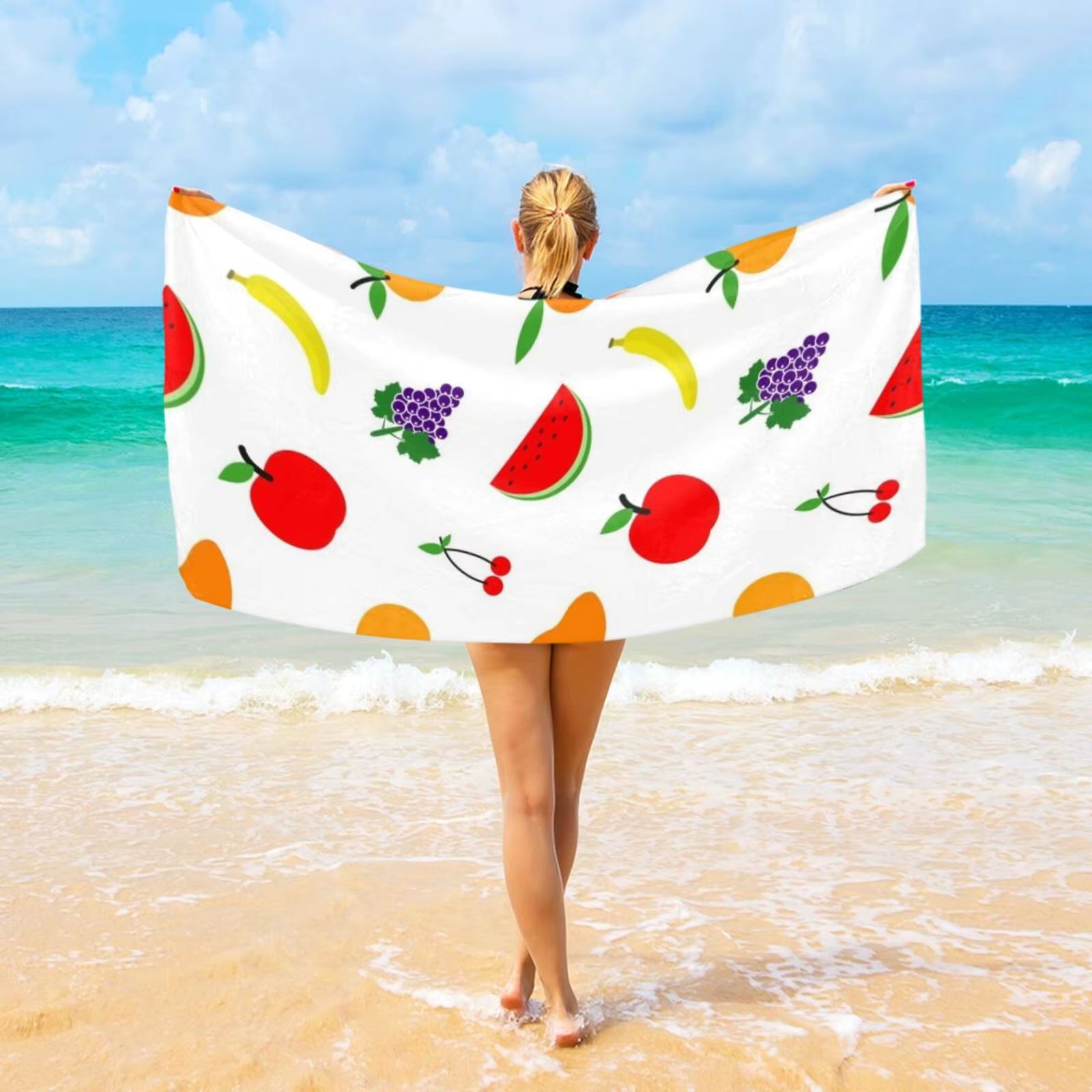 Fruit Printed Beach Towell Absorbentquick Dry Softyoga Swimming Easy to Carrybeach Towelslight Breathable Absorbent,Comfortable - FLUFFI