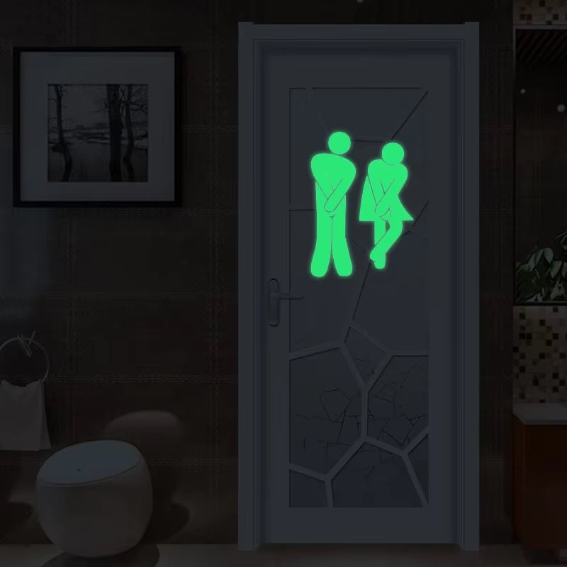 Fun Luminous WC Wall Sticker - Waterproof Door Sign - Glow in the Dark - FLUFFI