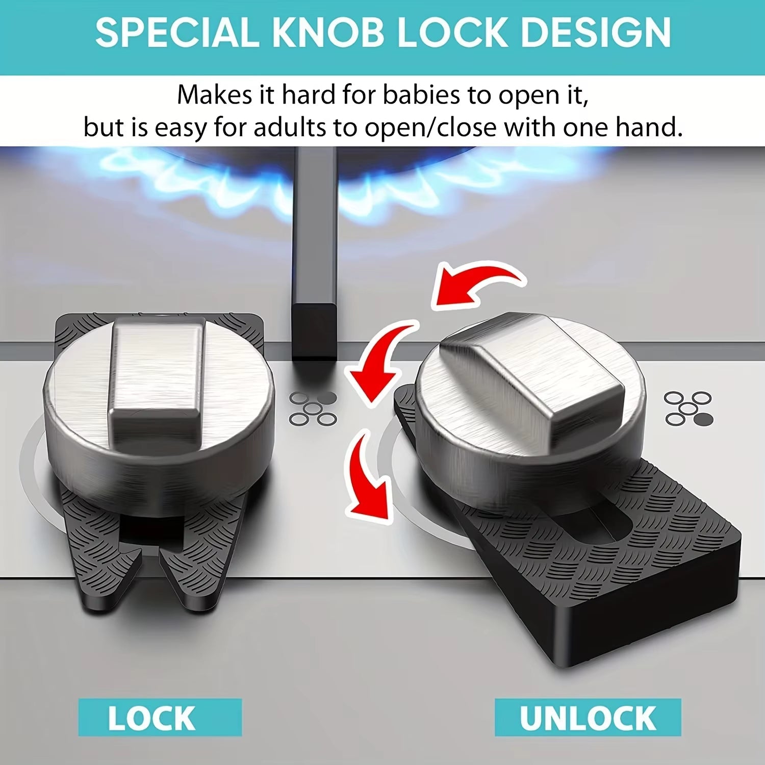 Gas Stove Knob Covers for Child Safety - Baby - Proof Locks for Your Gas Cooktop, Easy to Use & Heat Resistant, 1/4/8 PCS - FLUFFI