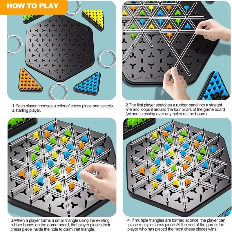 Geometry Chain Chess Puzzle Triangle Chess Desktop Game Rubber Band Training Family Interaction Exercise Thinking Toys Gifts - FLUFFI