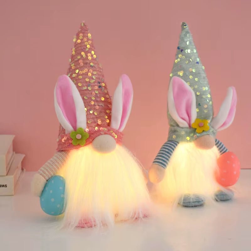 Glowing Faceless Gnome - Easter - Cute Rabbit Ornament - FLUFFI