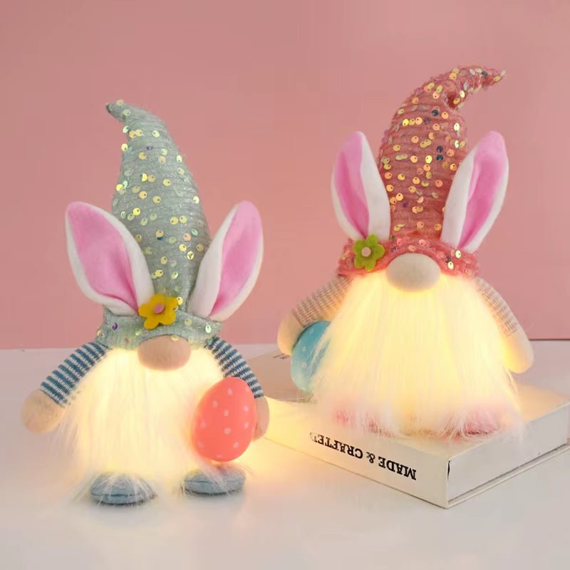 Glowing Faceless Gnome - Easter - Cute Rabbit Ornament - FLUFFI